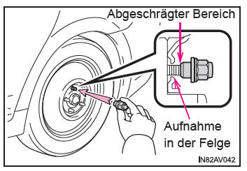 Toyota Avensis. Austauschen einer Leichtmetallfelge gegen eine Stahlfelge (einschließlich Notrad)