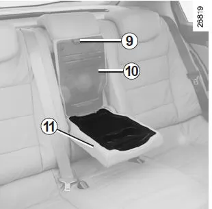 Renault Laguna. Ablagefächer in der hinteren Armlehne