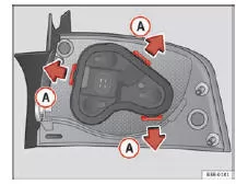Seat Exeo. Abb. 211 Befestigungslaschen Rückseite Heckleuchte