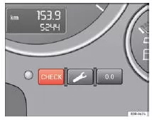 Seat Exeo. Abb. 43 Ausschnitt aus Kombiinstrument: CHECK-Taste