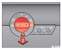 Seat Exeo. Abb. 82 Ausschnitt aus Instrumententafel: Lichtschalter