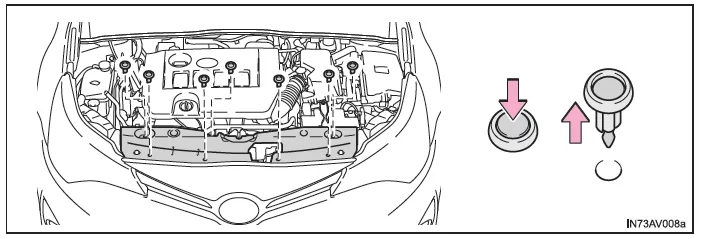 Toyota Avensis. Entfernen der Motorraumabdeckung
